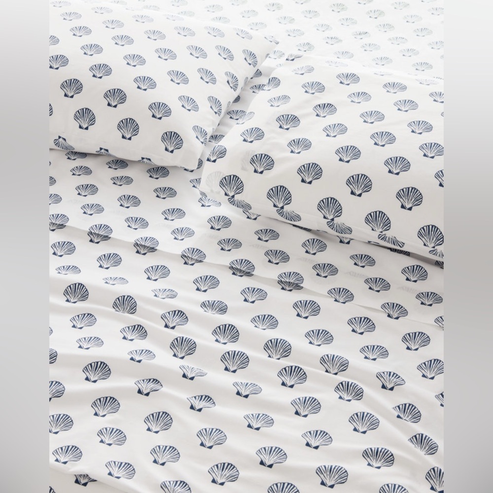 Garnet Hill Mini-Print Organic-Cotton Percale Sheet Set